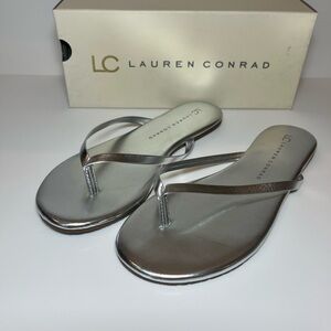 LC Lauren Conrad Metallic Silver Sandals